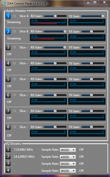 DAX ver 1.4.3 control panel. 
